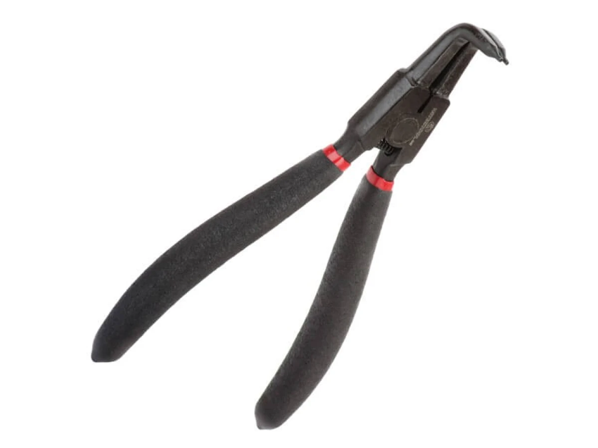 Щипцы для снятия и установки стопорных колец 180 мм, изогнутые на разжим, 40CrV, фосфатированные. INTERTOOL HT-7019 