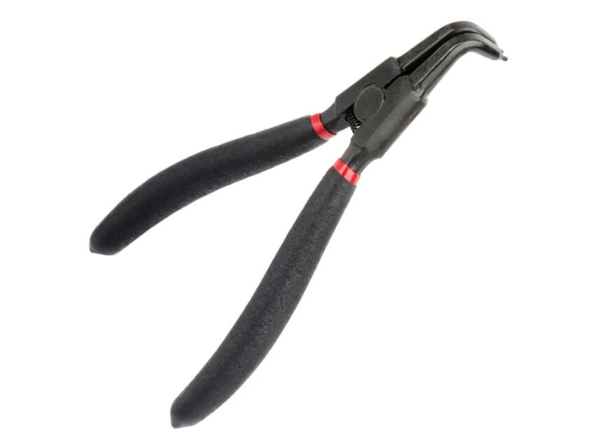 Щипцы для снятия и установки стопорных колец 180 мм, изогнутые на разжим, 40CrV, фосфатированные. INTERTOOL HT-7019 