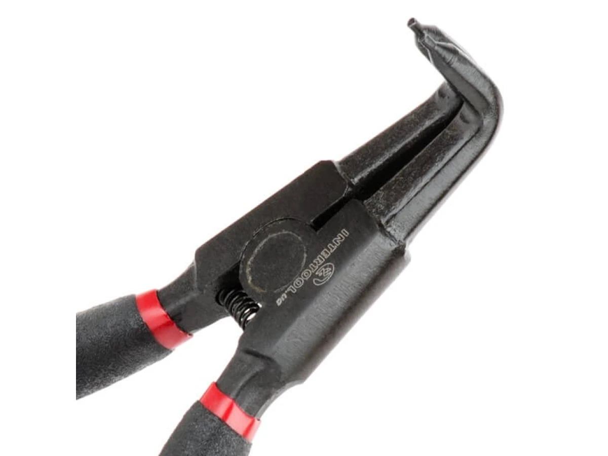 Щипцы для снятия и установки стопорных колец 180 мм, изогнутые на разжим, 40CrV, фосфатированные. INTERTOOL HT-7019 