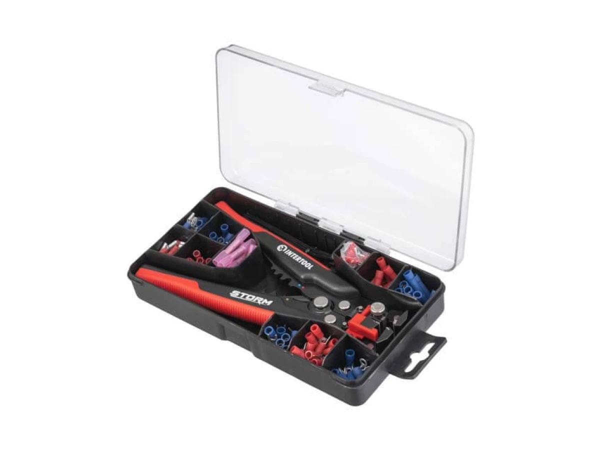 Знімач ізоляції автоматичний 200мм, з набором обтискних клем, STORM INTERTOOL HT-7024 