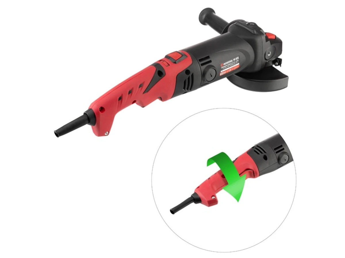 Шліфмашина кутова 1200 Вт, діаметр круга 125 мм, 5000-12000 об/хв, поворотна рукоятка INTERTOOL WT-0225 