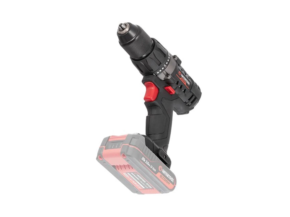 Дриль-шурупокрут акумуляторний 20 В, 50 Nm, 0-450/0-1700 об/хв., 2-13 мм, без ЗП та АКБ INTERTOOL WT-9351 