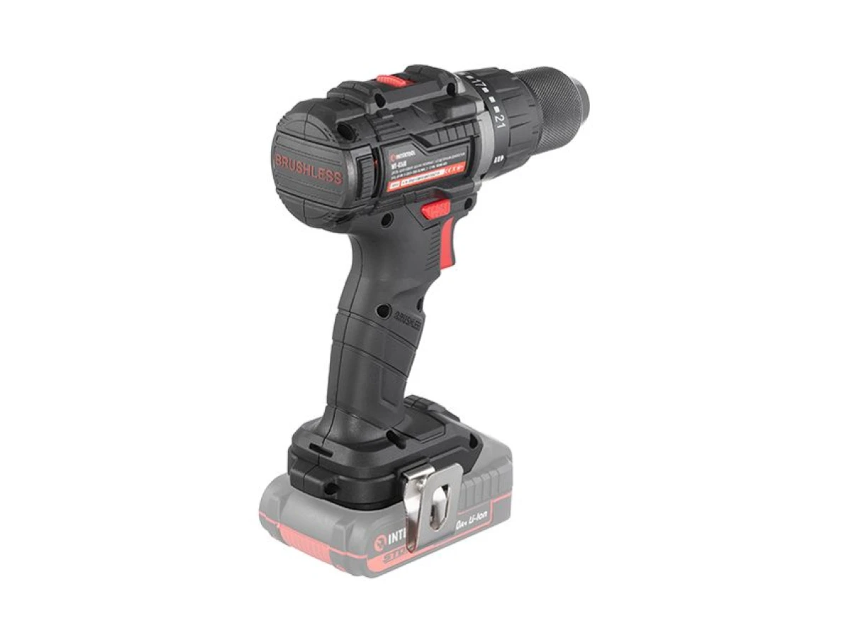 Дриль-шурупокрут акумуляторний з безщітковим двигуном 20 В, 60 Nm, 0-500/0-2000 об/хв., 2-13 мм, без ЗП та АКБ INTERTOOL WT-9360 