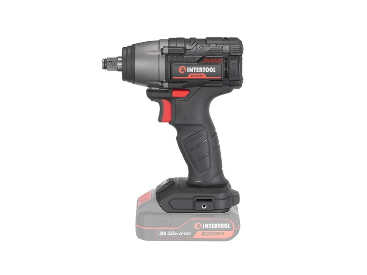 Гайковерт ударний акумуляторний з безщітковим двигуном 20 В, 300 Nm, 0-2500 об/хв., 0-3000 уд./хв., 1/2", без ЗП та АКБ INTERTOOL WT-9364 