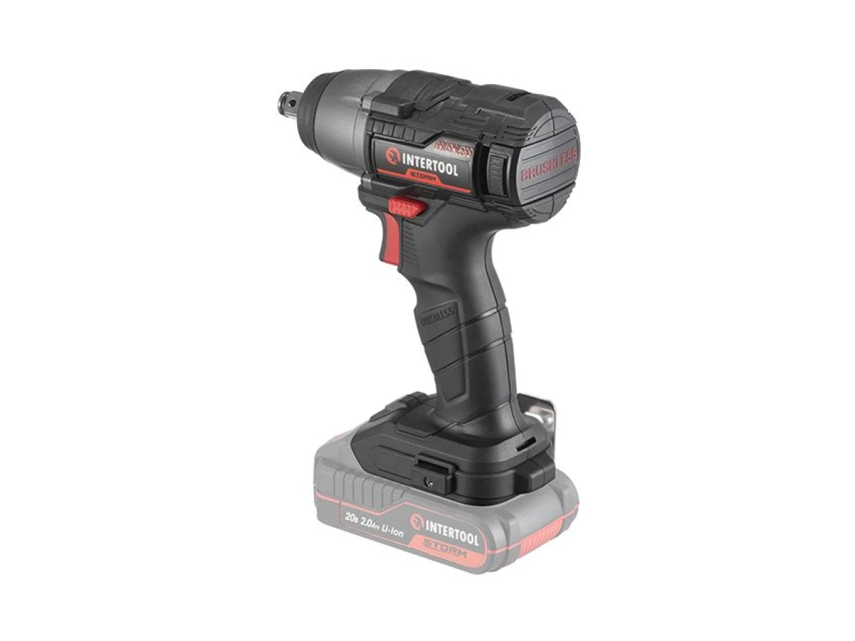 Гайковерт ударний акумуляторний з безщітковим двигуном 20 В, 300 Nm, 0-2500 об/хв., 0-3000 уд./хв., 1/2", без ЗП та АКБ INTERTOOL WT-9364 
