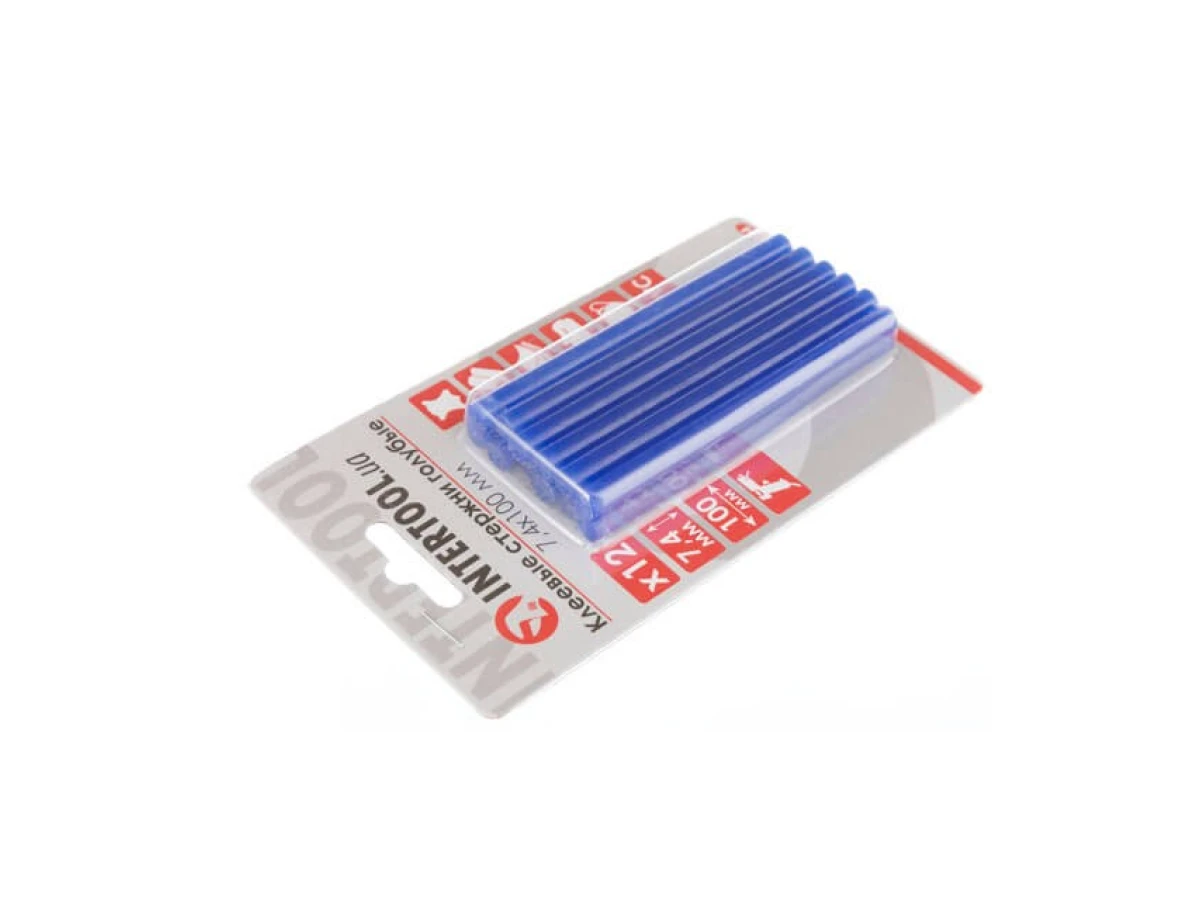 Комплект стрижнів клейових блакитних 7,4 мм * 100 мм, 12 шт. INTERTOOL RT-1054 