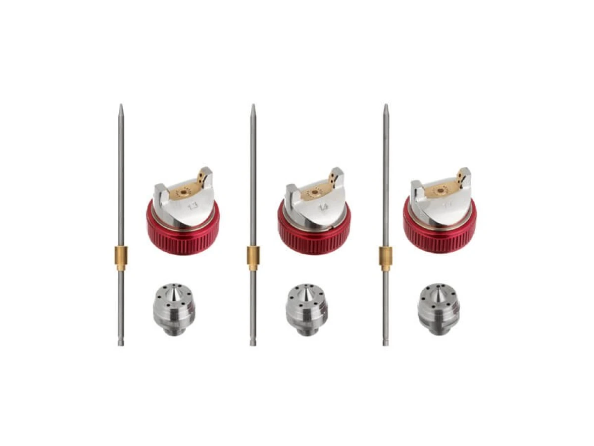 Фарбопульт пневматичний HVLP з трьома наборами форсунок - 1,3 мм, 1,4 мм, 1,7 мм, пластиковий бачок, 3 бар INTERTOOL PT-0153 