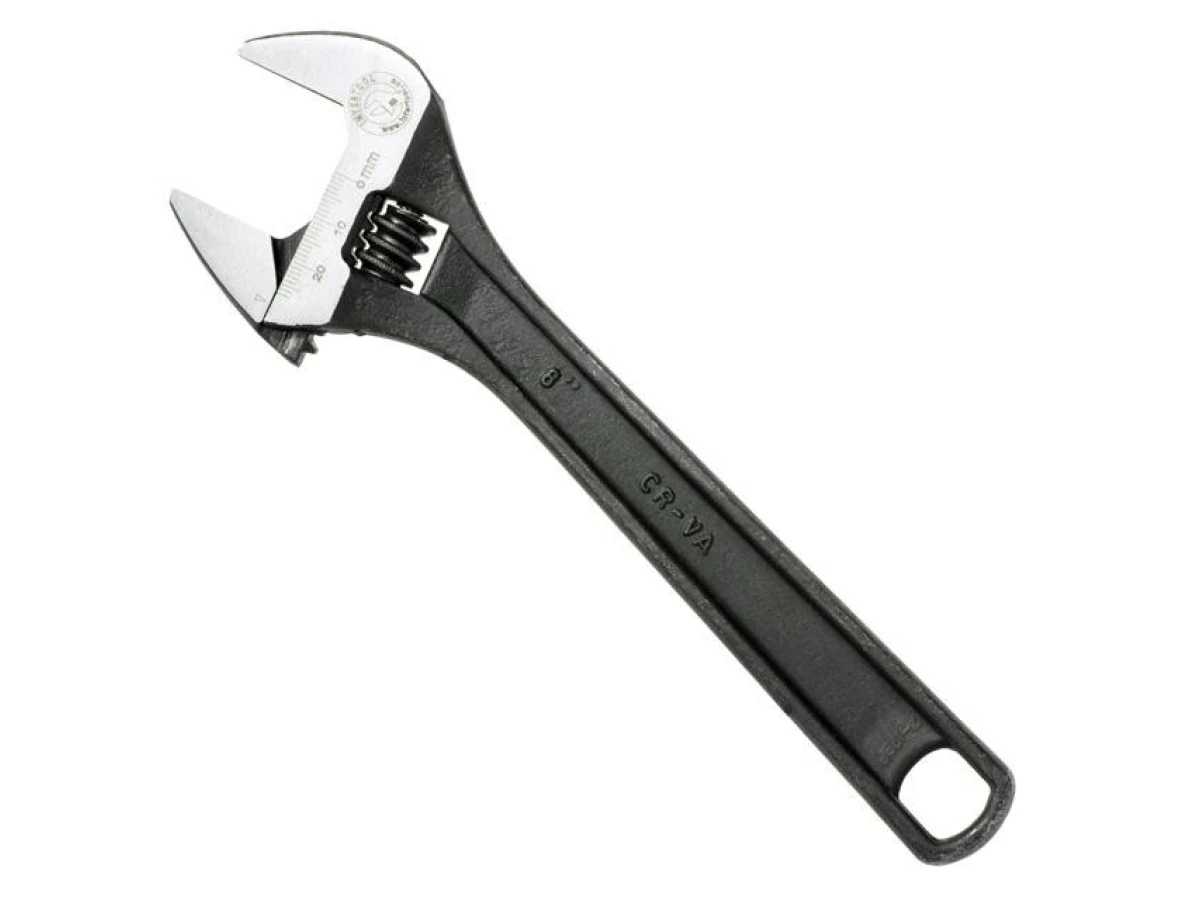 Ключ разводной 200мм, Cr-V, черный, фосфатированный, INTERTOOL XT-0058 