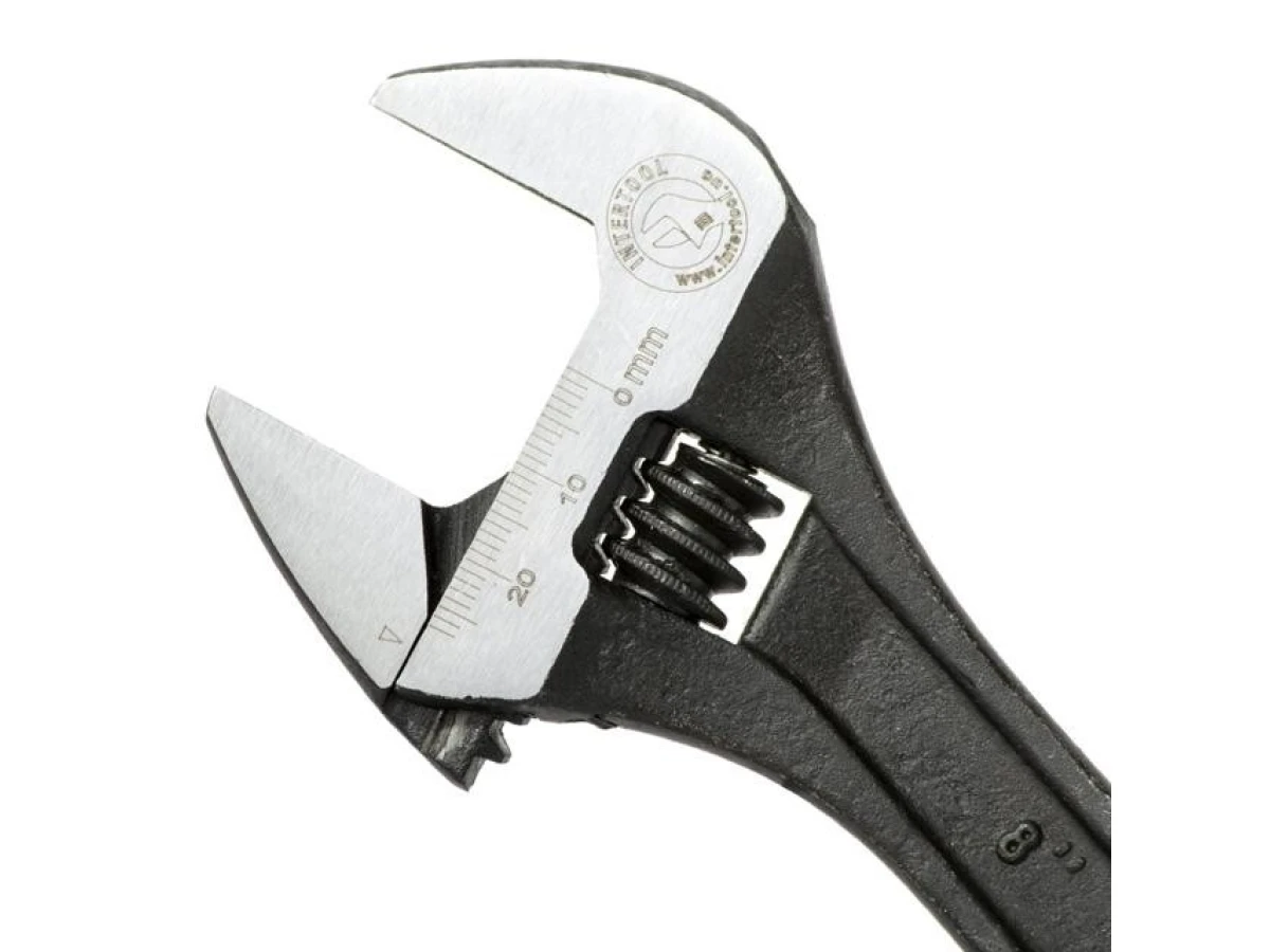 Ключ разводной 200мм, Cr-V, черный, фосфатированный, INTERTOOL XT-0058 