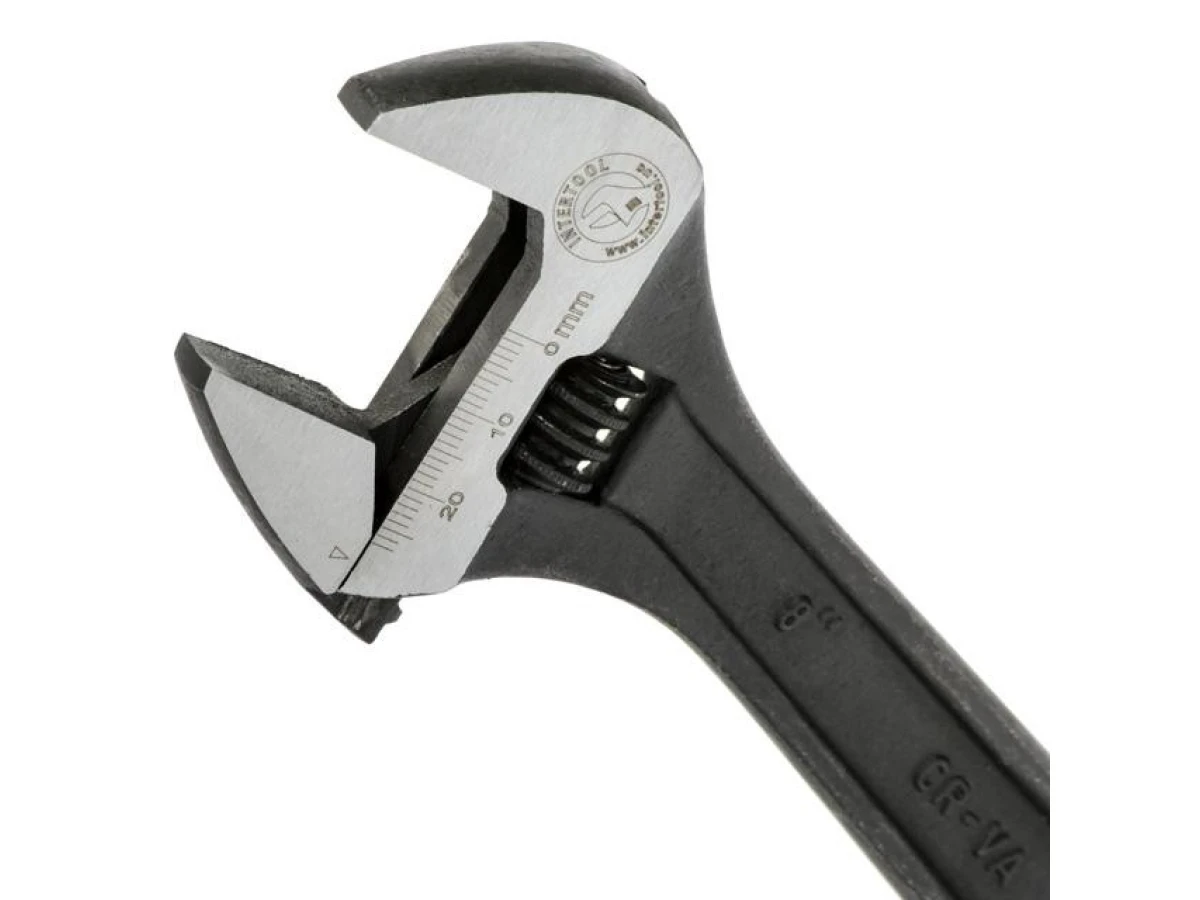 Ключ разводной 200мм, Cr-V, черный, фосфатированный, INTERTOOL XT-0058 