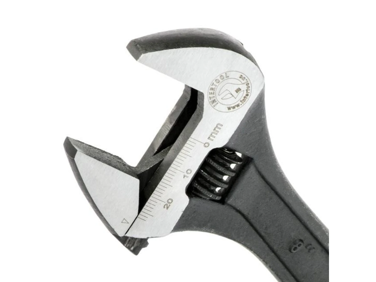 Ключ разводной 200мм, Cr-V, черный, фосфатированный, INTERTOOL XT-0058 