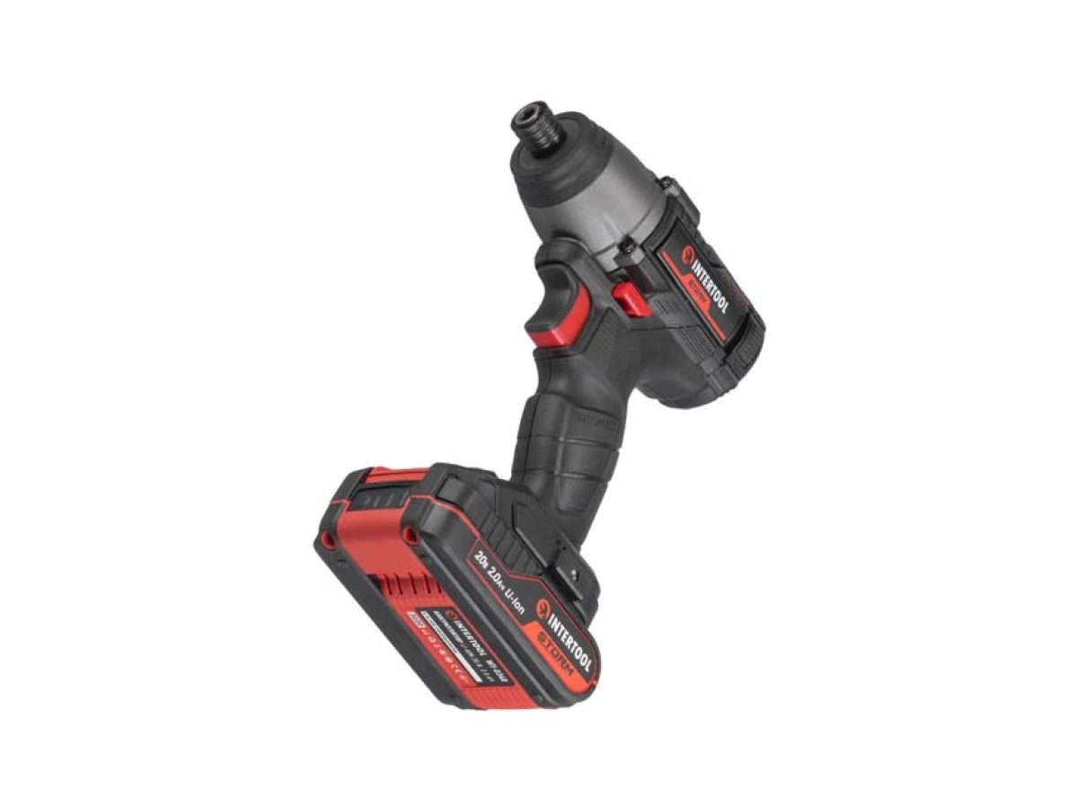 Шурупокрут ударний (гвинтокрут) акумуляторний з безщітковим двигуном 20 В,кейс INTERTOOL WT-0362 