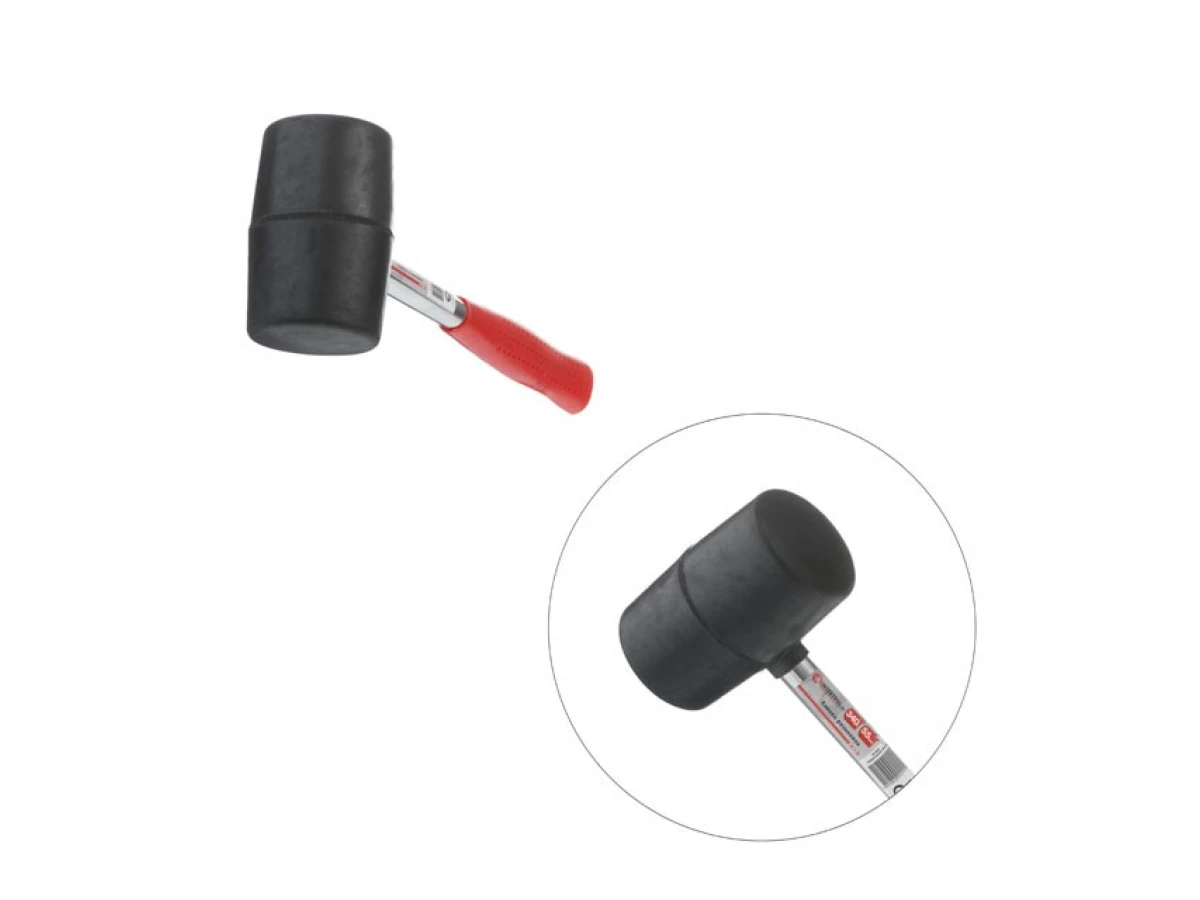Киянка гумова 340 г, 55 мм, чорна гума, металева ручка INTERTOOL HT-0229 