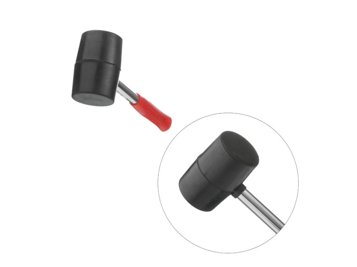 Киянка гумова 450г, 65 мм, чорна гума, металева ручка INTERTOOL HT-0231 