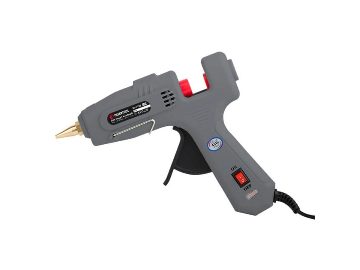 Пистолет клеевой 40(120) Вт, 230 В, 195-210 °C под стержни 10.8-11.5 мм, 10-16.5 г/мин., выключатель INTERTOOL RT-1102 