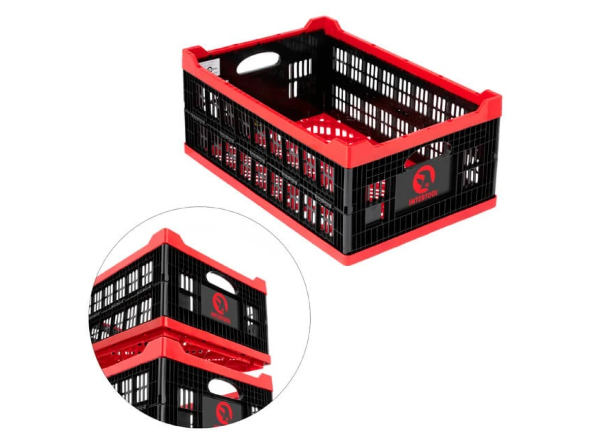 Ящик складной, пластиковый, загрузка 30 кг, 47 л, 600*400*260 мм, материал 100% первичный пищевой ПЭ INTERTOOL BX-6426 
