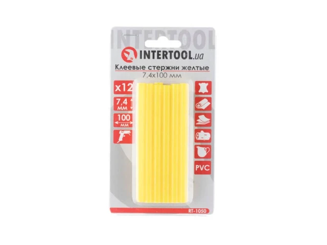 Комплект стрижнів клейових жовтих 7,4 мм * 100 мм, 12 шт. INTERTOOL RT-1050 