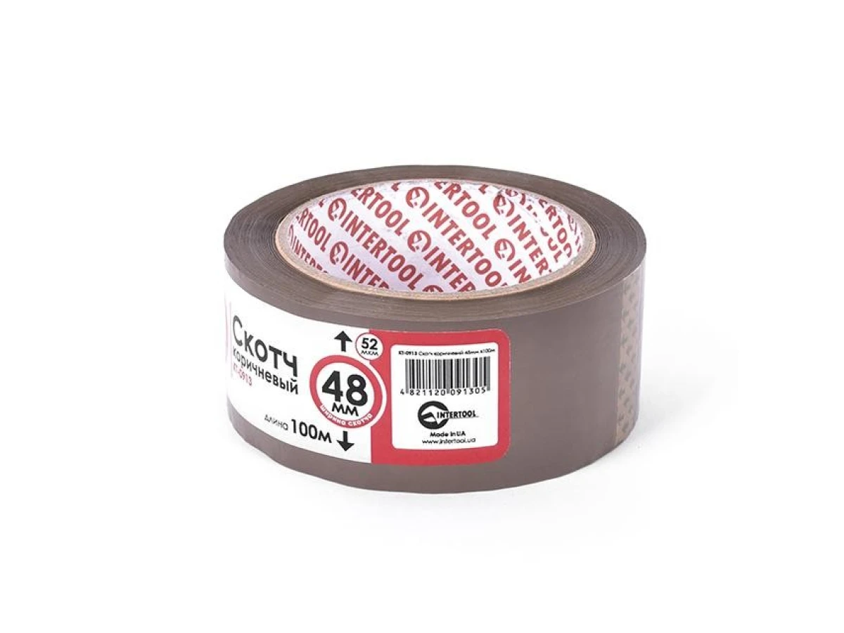 Скотч коричневий 48 мм * 100м * 52 мкм INTERTOOL KT-0913 