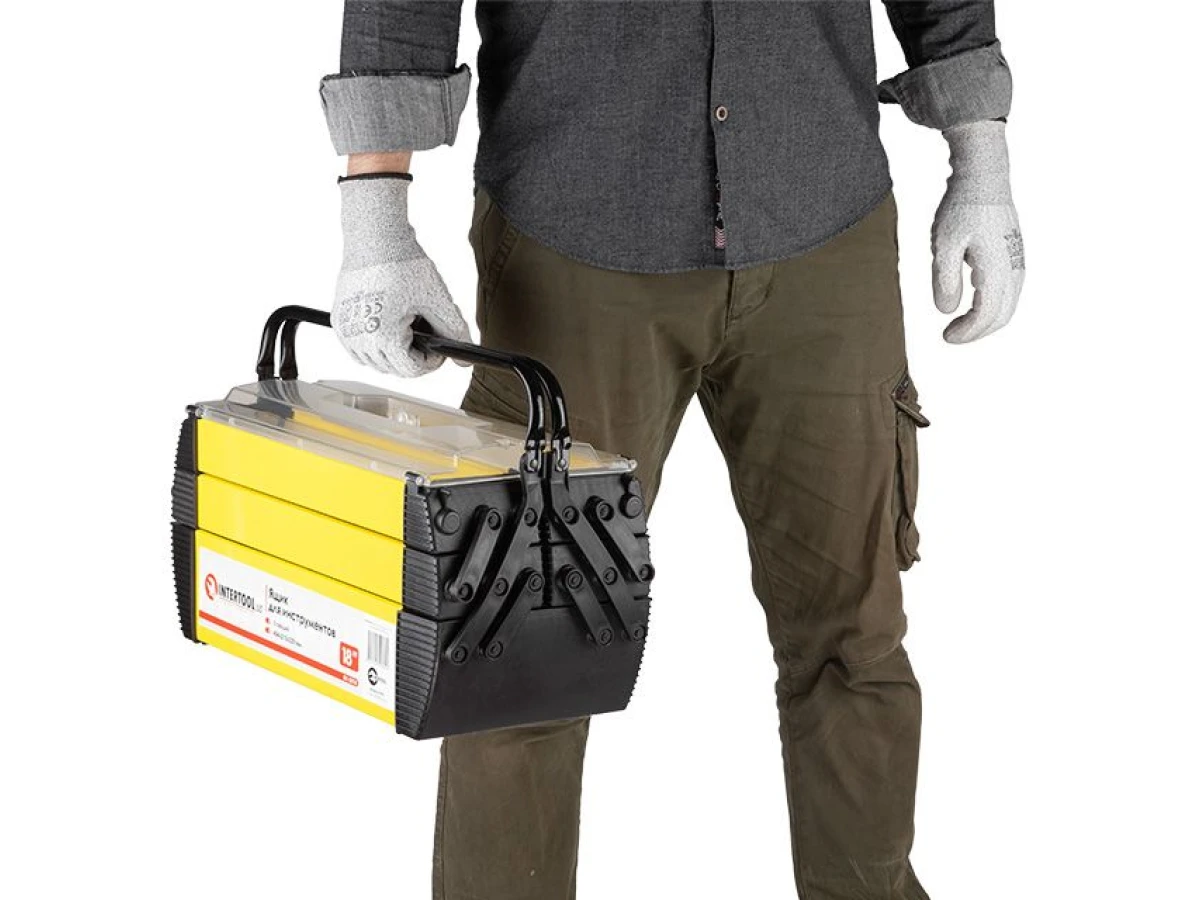 Ящик для інструменту металевий 18", 5 секцій, 454*210*230 мм INTERTOOL BX-5018 