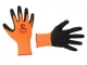 Перчатка трикотажная, синтетическая, оранжевая, покрыта черным рифленым латексом, 11" INTERTOOL SP-0119 
