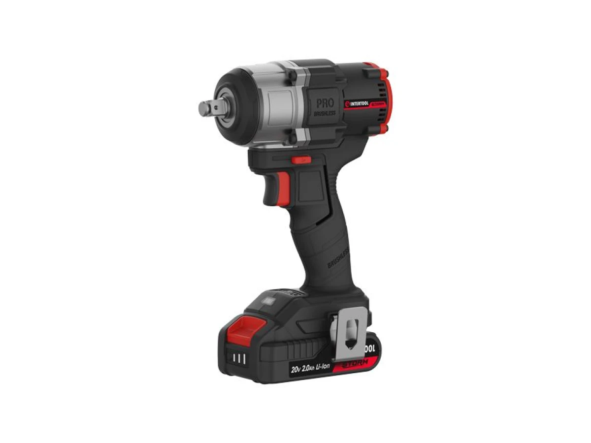 Гайкокрут ударний акумуляторний з безщітковим двигуном 20 В, 800 Nm, 0-950/1500/2200 об/хв, 0-1300/1850/2900 уд/хв, 1/2", без ЗП та АКБ INTERTOOL WT-9368 