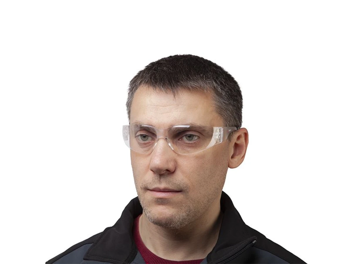 Очки защитные прозрачные, материал линз поликарбонат, материал заушников поликарбонат, защита от удара INTERTOOL SP-0083 