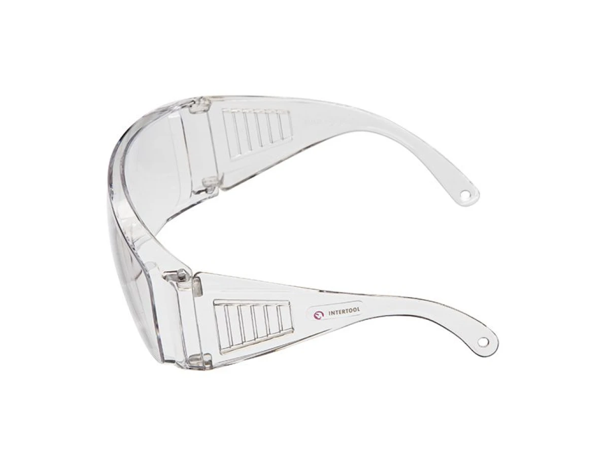 Очки защитные прозрачные, материал линз поликарбонат, материал заушников поликарбонат,защита от удара,оптический класс 1 INTERTOOL SP-0081 