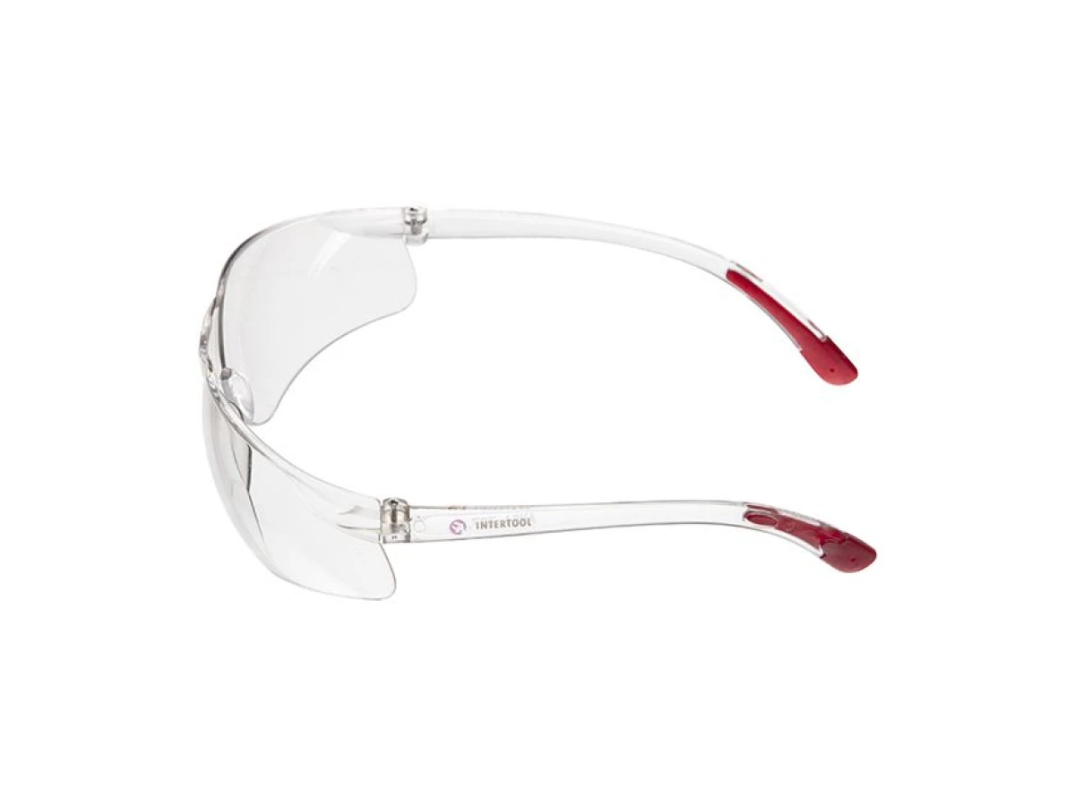 Очки защитные прозрачные, материал линз поликарбонат, материал заушников поликарбонат, защита от удара INTERTOOL SP-0087 