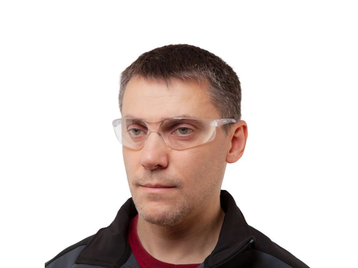 Очки защитные прозрачные, материал линз поликарбонат, материал заушников поликарбонат, защита от удара INTERTOOL SP-0087 