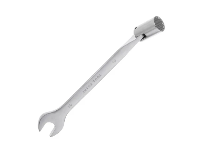 Ключ ріжково-накидний шарнірний 19 мм, CrV, покриття сатин-хром INTERTOOL XT-1419 
