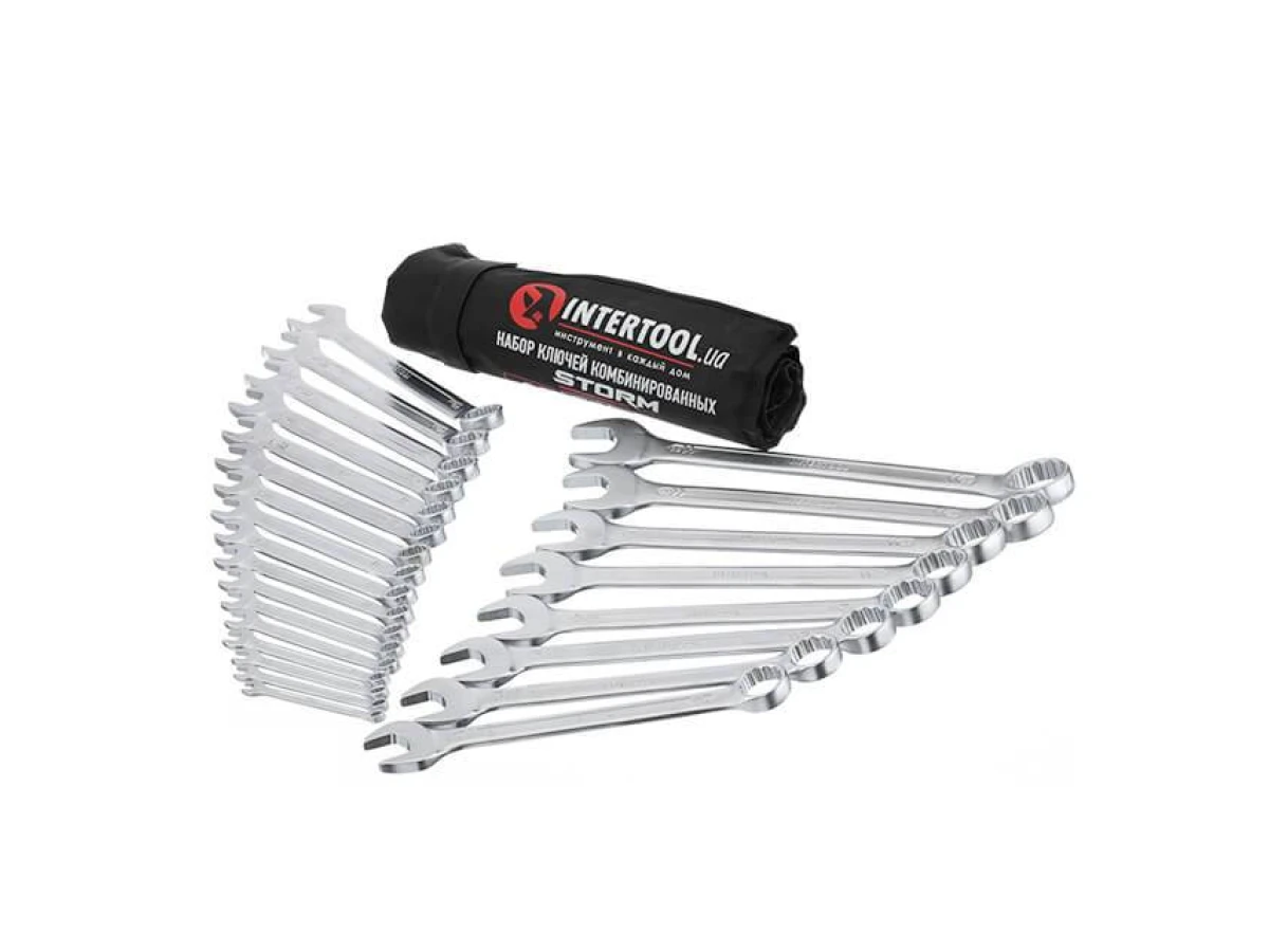 Набір ключів комбінованих 25 шт, 6-28, 30, 32 мм; DIN 3113, STORM INTERTOOL XT-1000 
