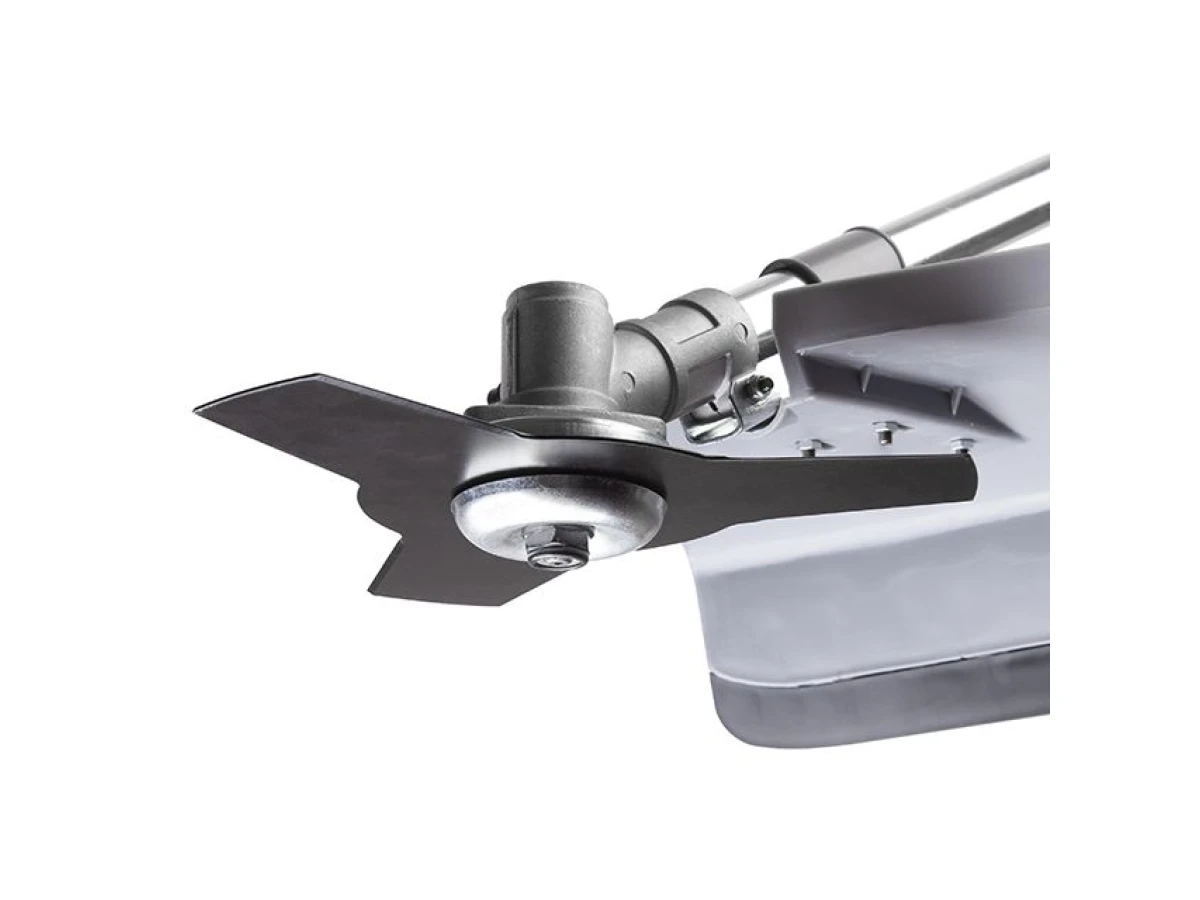 Триммер электрический, 1400 Вт, 230 В~50 Гц, 7500 об/мин, плавный пуск,рем.привод, диаметр вращения диска/лески 255/420 мм, катушка + 3-х зубчатый нож INTERTOOL DT-2258 