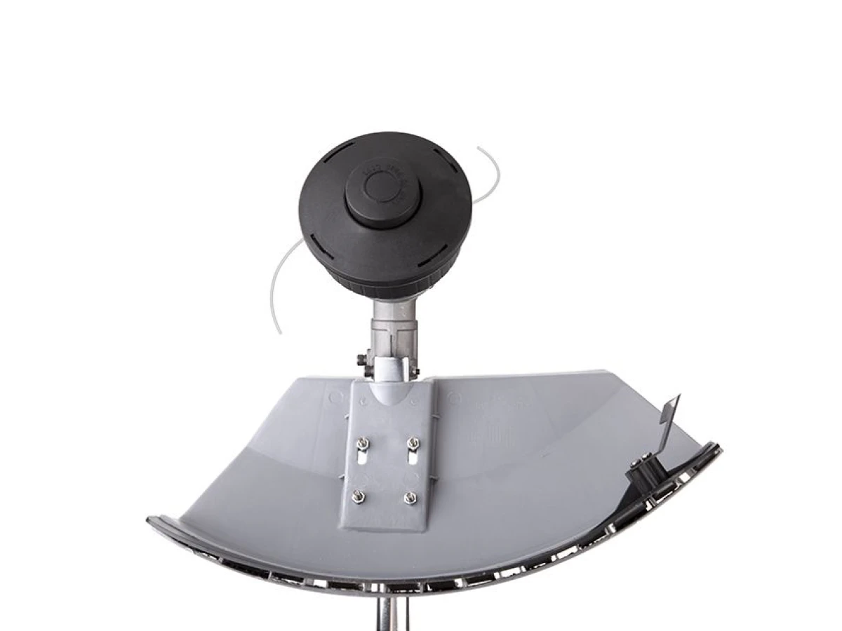 Триммер электрический, 1400 Вт, 230 В~50 Гц, 7500 об/мин, плавный пуск,рем.привод, диаметр вращения диска/лески 255/420 мм, катушка + 3-х зубчатый нож INTERTOOL DT-2258 