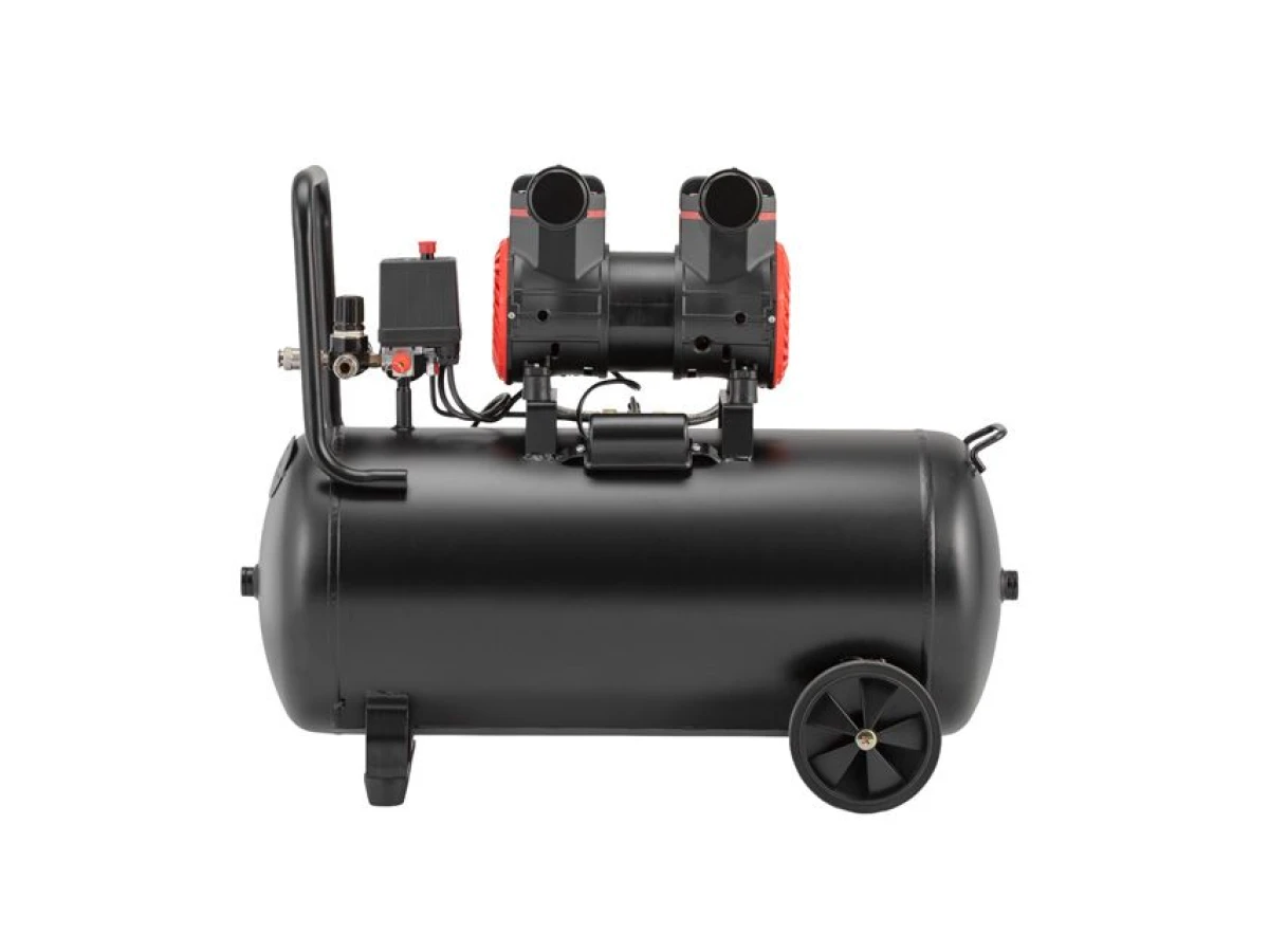 Компресор 50 л, 1.5 кВт, 220 В, 8 aтм, 250 л/хв, 2800 об/хв, безмасляний, 2 циліндра INTERTOOL PT-0035 