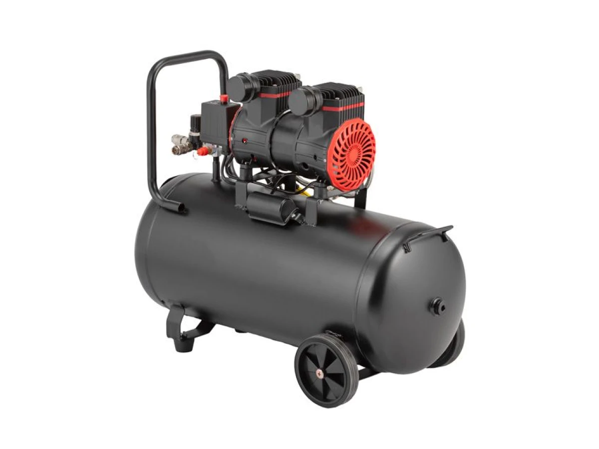 Компресор 50 л, 1.5 кВт, 220 В, 8 aтм, 250 л/хв, 2800 об/хв, безмасляний, 2 циліндра INTERTOOL PT-0035 