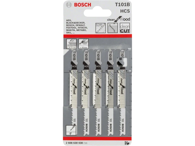 5 Лобзикових пилок T 101 B Clean for Wood, HCS 