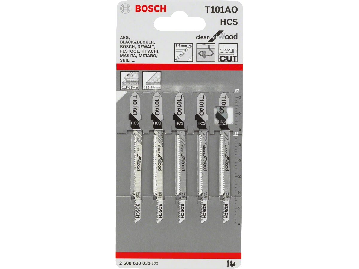 5 Лобзикових пилок T 101 AО Clean for Wood, HCS 