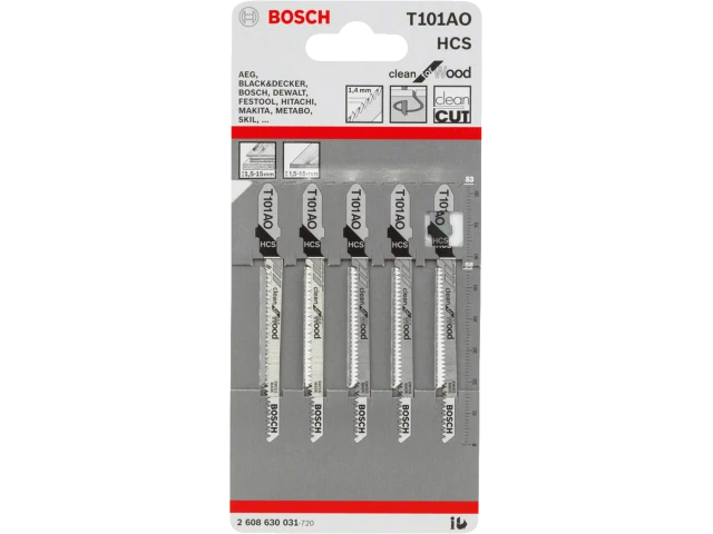 5 Лобзикових пилок T 101 AО Clean for Wood, HCS 