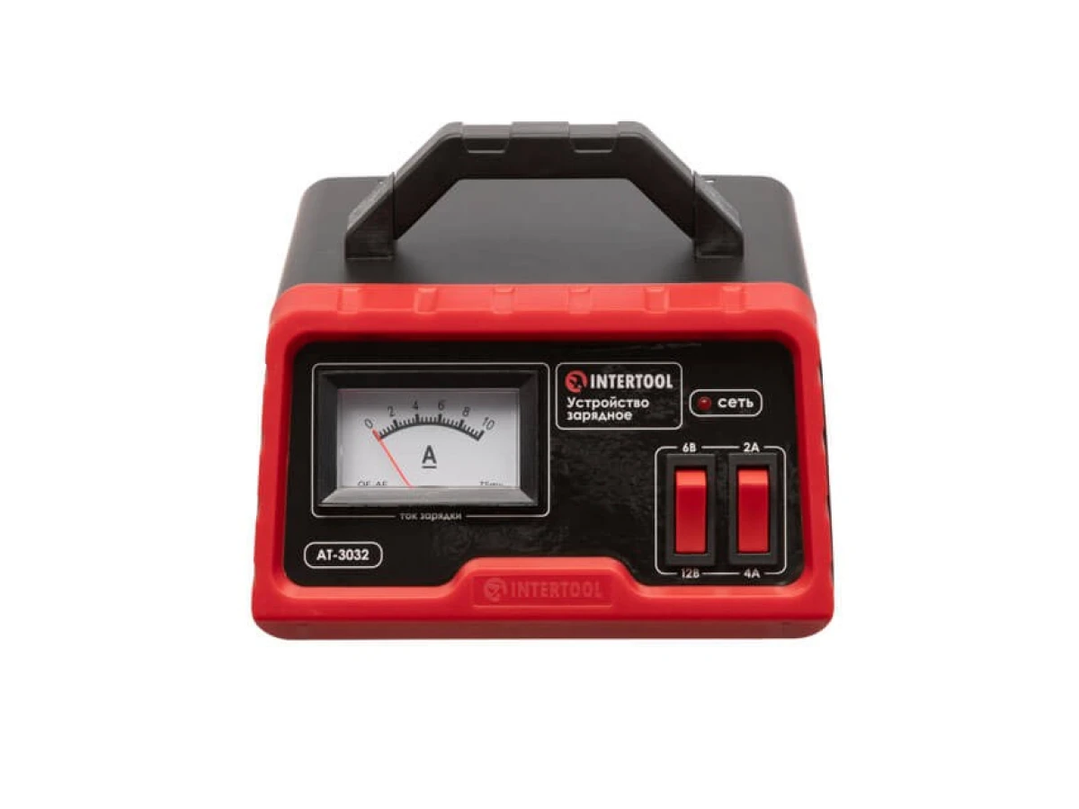 Устройство зарядное для аккумуляторов 6/12 В, 2/4 А, 4-45 Ач, с трансформатором INTERTOOL AT-3032 