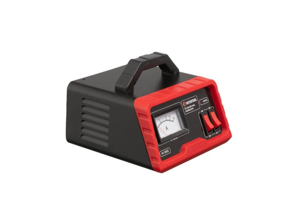 Устройство зарядное для аккумуляторов 6/12 В, 3/6 А, 4-60 Ач, с трансформатором INTERTOOL AT-3033 