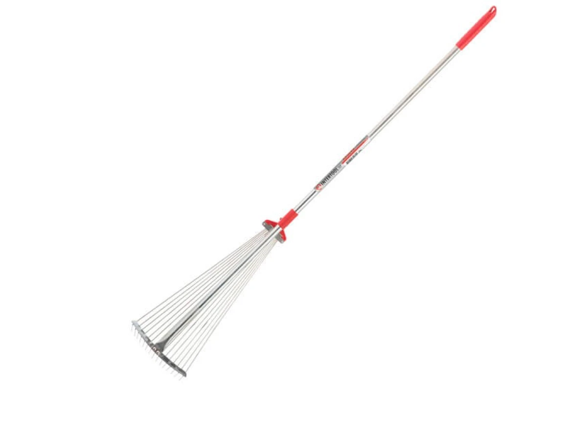 Граблі віялові 15 прутів, металева рукоятка, регулювання ширини 20-65 см INTERTOOL FT-3008 