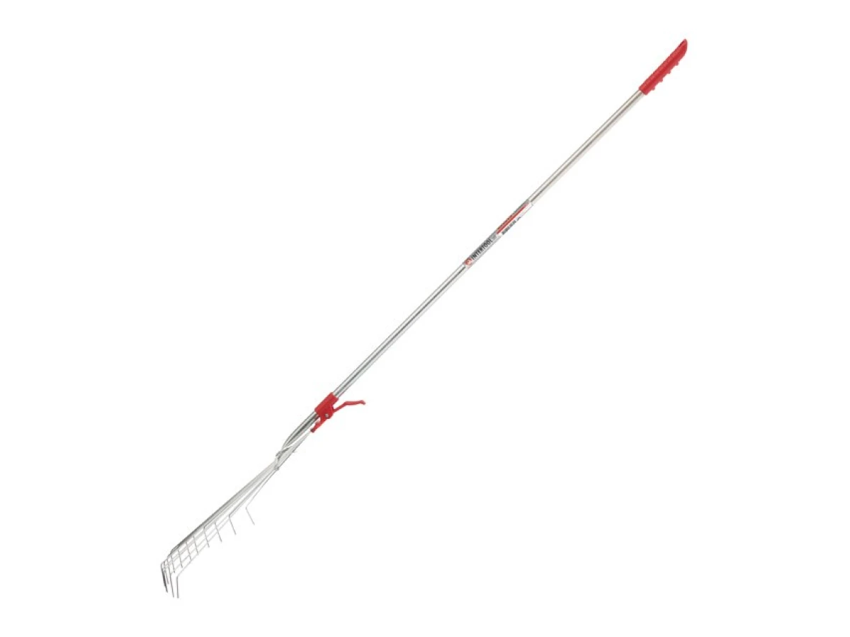 Граблі віялові 15 прутів, металева рукоятка, регулювання ширини 20-65 см INTERTOOL FT-3008 