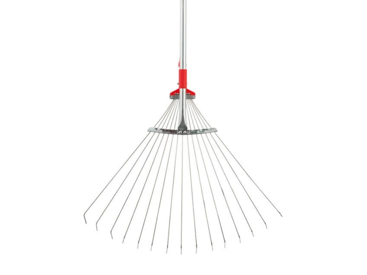 Граблі віялові 15 прутів, металева рукоятка, регулювання ширини 20-65 см INTERTOOL FT-3008 