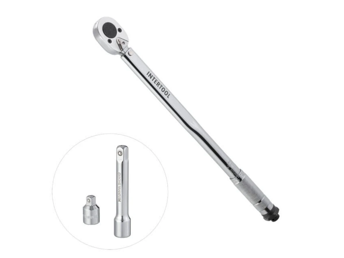 Ключ динамометричний 1/2", 28-210 Нм, перехідник 1/2"*3/8", подовжувач 125 мм * 1/2"  INTERTOOL XT-9007 
