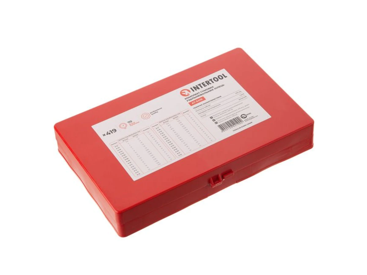 Комплект резиновых уплотнительных колец, 419 ед, зеленые INTERTOOL AT-5419 