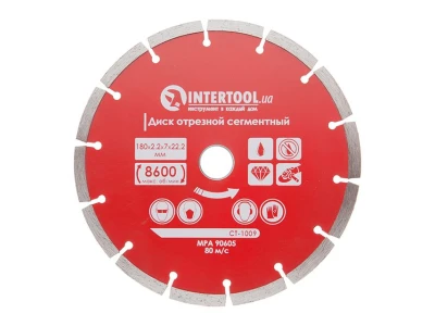 Диск відрізний сегментний алмазний, 180мм, 22-24% INTERTOOL CT-1009