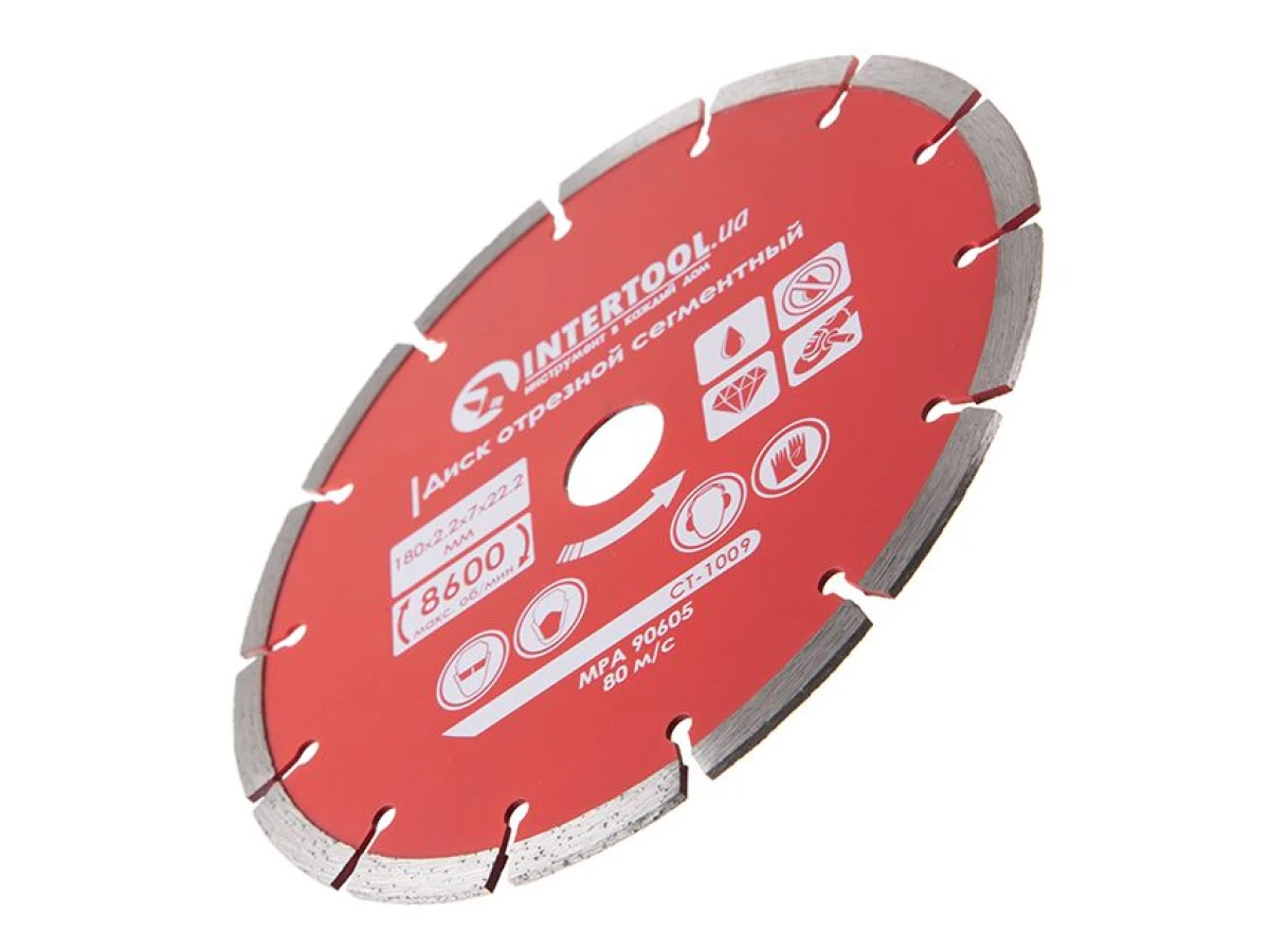 Диск відрізний сегментний алмазний, 180мм, 22-24% INTERTOOL CT-1009 