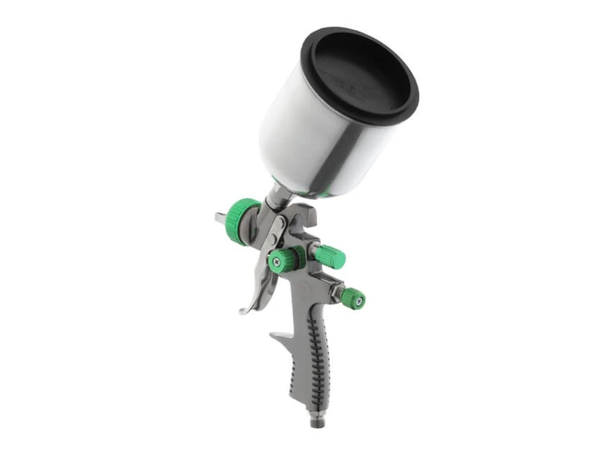 Фарбопульт пневматичний LVLP GREEN професійний, форсунка 1.3мм, верхній металевий бачок 600мл., 1.5бар INTERTOOL PT-0131 