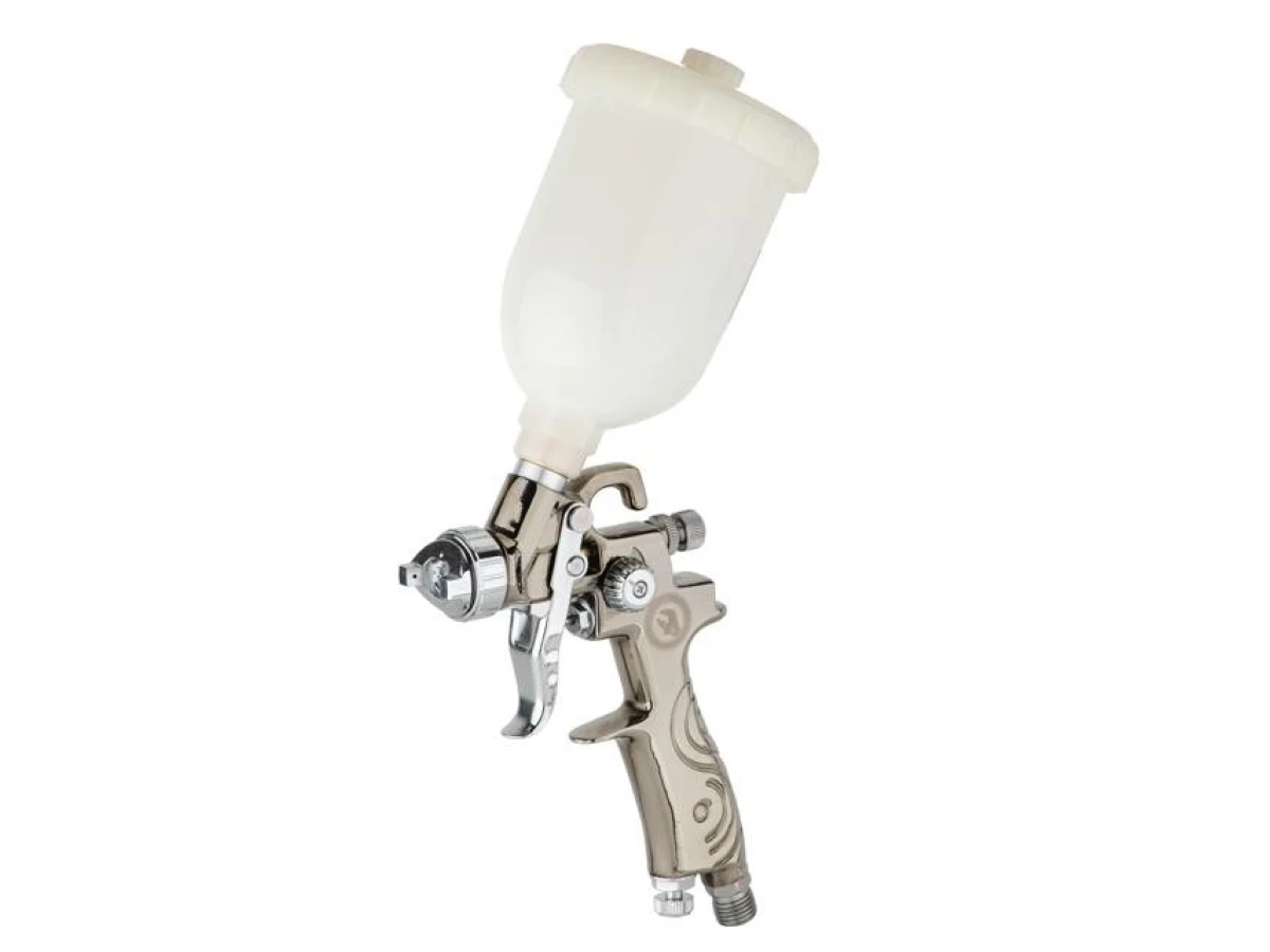 Фарбопульт пневматичний LVMP MINI, форсунка 0.8 мм, верхнiй пластиковий бачок 250 мл, 2-2.5 бар INTERTOOL PT-0129 