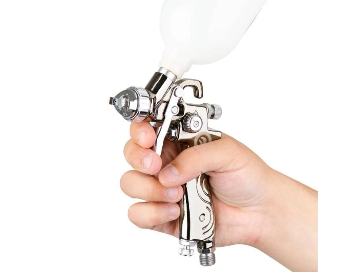 Фарбопульт пневматичний LVMP MINI, форсунка 0.8 мм, верхнiй пластиковий бачок 250 мл, 2-2.5 бар INTERTOOL PT-0129 